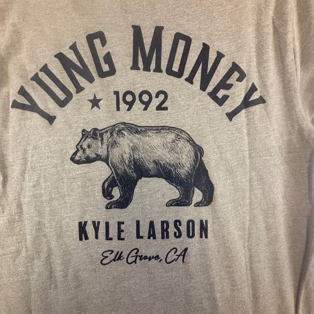 Kyle Larson Yung Money 1992 Racing T-Shirt Mens Brown Bear Graphic Tee Elk Grove